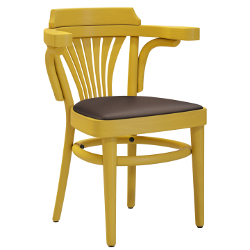 CHAUSEY | Bentwood Chair | Wood / Leather Brown | Yellow | Bentwood