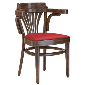 CHAUSEY | Bentstoel | Hout / Leder Rood | Walnoot | Bentstoel