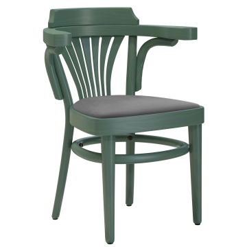 CHAUSEY | Fauteuil en bois courbé | Bois / Velours gris | Vert | Bois courbé