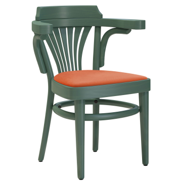 CHAUSEY | Silla de madera curvada | Madera / Terciopelo naranja | Verde | madera curvada