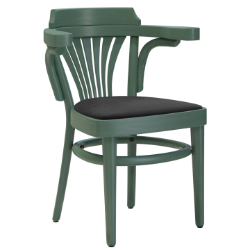 CHAUSEY | Fauteuil en bois courbé | Bois / Velours noir | Vert | Bois courbé