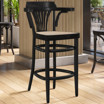 CHAUSEY | Bentwood barstol | Rottingfletting | Svart