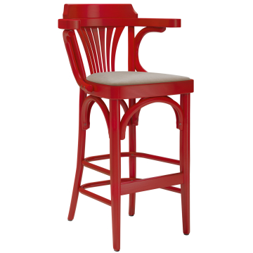 Chausey | Bugholz Barhocker | Holz / Samt | Rot / Taupe | Bugholz