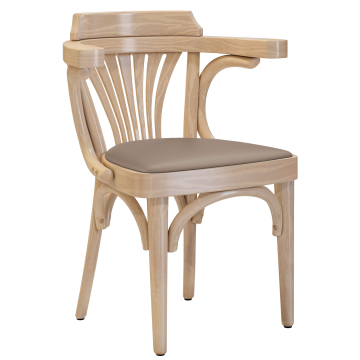Chausey | Fauteuil en bois pliant | Bois / Cuir | Chêne / Taupe | Bois pliant