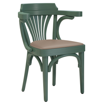 Chausey | Chaise en coque de bois | Bois / Cuir | Vert / Taupe | Coque de bois