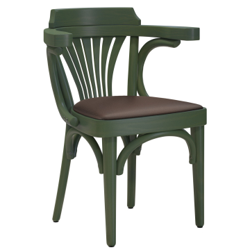 Chausey | Silla de madera curva | Madera / Cuero | Verde olivo / Marrón | Madera curva