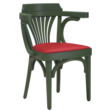 Chausey | Bugholzstuhl | Holz / Leder | Olive Grün / Rot | Bugholz