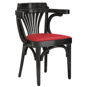 Chausey | Chaise en noyer courbé | Bois / Cuir | Noir / Rouge | Bugholz