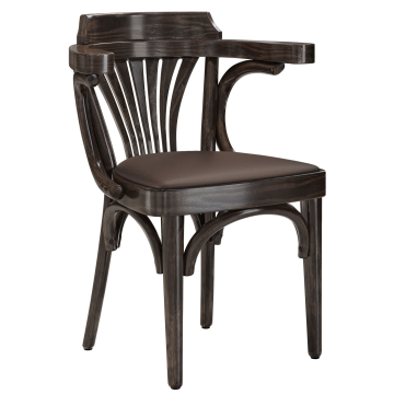 Chausey | Fauteuil en bois moulé | Bois / Cuir | Wengé / Brun | Bois moulé