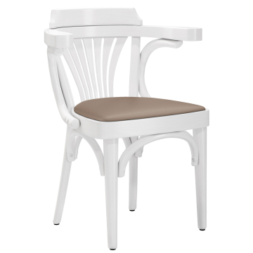 Chausey | Bugholzstuhl | Holz / Leder | Weiß / Taupe | Bugholz