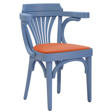 Chausey | Silla de madera curvada | Madera / Terciopelo | Azul / Naranja | Bugholz