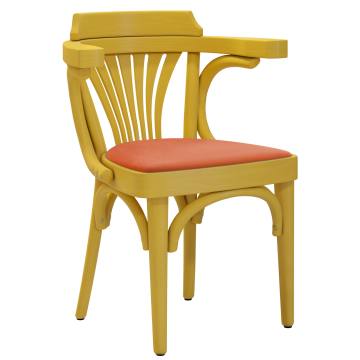 Chausey | Silla de madera curvada | Madera / Terciopelo | Amarillo / Naranja | Bugholz