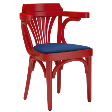 Chausey | Bouclé-stoel | Hout / Fluweel | Rood / Blauw | Bugholz