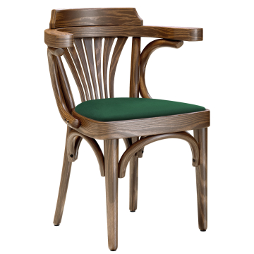 Chausey | Chaise en bois en bentwood | Bois / Velours | Patine vintage ancienne / Vert | Bentwood