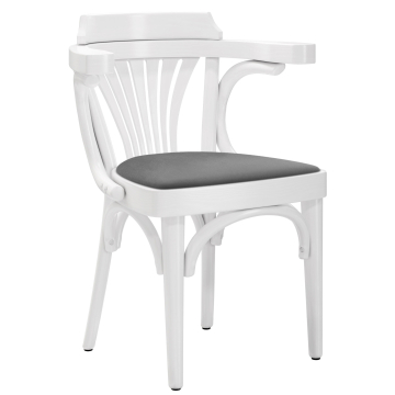 Chausey | Chaise en bois moulé | Bois / Velours | Blanc / Gris | Bois moulé