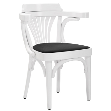Chausey | Fauteuil en bois curvé | Bois / Velours | Blanc / Noir | Bugholz