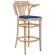 CHAUSEY | Tabouret de bar en bois moulé | Bois / Velours bleu | Chêne | Bois moulé