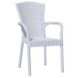 CINJA | Chaise en plastique Rattan | Blanc | Plastique | Empilable