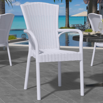 CINJA | Rotan Plastic Stoel | Wit | Plastic | Stapelbaar
