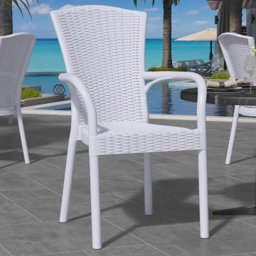 CINJA | Rotan Plastic Stoel | Wit | Plastic | Stapelbaar