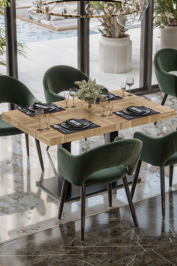 CM | Bistro Tisch | 120 x 70 cm | H 77 cm | Eiche | Gestell: Schwarz