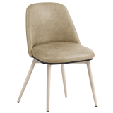 TINA | Hotellstol | Läder | Beige | Ram: Vit | Rotationsfunktion