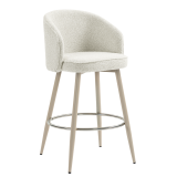 ANTONELLA | Hotel Barhocker | Creme | Teddystoff | Gestell Weiß