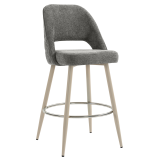 ELIANA | Hotel Barhocker | Grau | Stoff/Textil | Gestell Weiß