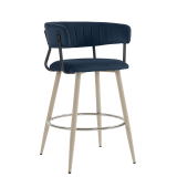 ELIN | Hotel Barhocker | Blau | Samt | Gestell Weiß