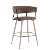 ELIN | Hotel Barhocker | Braun | Samt | Gestell Weiß