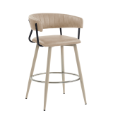 ELIN | Hotel Barhocker | Beige | Leder | Gestell Weiß