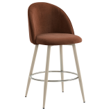HAILEY | Hotel Barhocker | Rot Bronze | Samt | Gestell Weiß