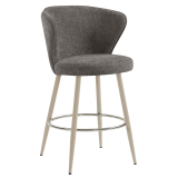 ISABELLA | Hotel Barhocker | Grau | Stoff/Textil | Gestell Weiß
