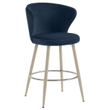 ISABELLA | Hotel Barhocker | Blau | Samt | Gestell Weiß