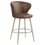 ISABELLA | Hotel Barhocker | Braun | Leder | Gestell Weiß