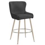 JULIUS | Hotel Barhocker | Teddystoff | Dunkel Grau | Gestell: Weiß | Drehfunktion