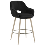 KATARINA | Hotel Barhocker | Schwarz | Samt | Gestell Weiß