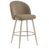 LILY | Hotel Barhocker | Taupe | Samt | Gestell Weiß