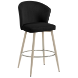 LYNN | Hotel Barhocker | Schwarz | Samt | Gestell Weiß