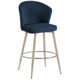 LYNN | Hotel Barhocker | Blau | Samt | Gestell Weiß