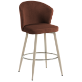 LYNN | Hotel Barhocker | Rot Bronze | Samt | Gestell Weiß