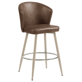 LYNN | Hotel Barhocker | Braun | Leder | Gestell Weiß