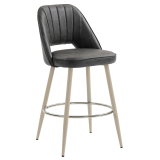 SOPHIE | Hotelbarstol | Sort | Læder | Rammen Hvid