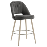 SOPHIE | Tabouret de bar pour hôtel | Gris | Velours | Structure blanche