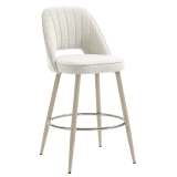 SOPHIE | Hotel Barhocker | Creme | Teddystoff | Gestell Weiß
