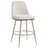 TINA | Hotel Barhocker | Teddystoff | Creme | Gestell: Weiß | Drehfunktion