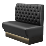 TATJANA | Gastrobank | B:H 100 x 103 cm | Zwart | Chesterfield | Leer | LED