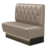 MATILDA | Banquette de restauration | H: 100 x 103 cm | Taupe | Rayure Chesterfield | Cuir | LED