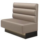 MELISSA | Gastrobank | B:H 100 x 103 cm | Taupe | Horizontal Gestreift Rund | Leder | LED