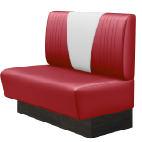 DINER V | Gastrobank | B:H 100 x 103 cm | Rot | Gestreift | Leder